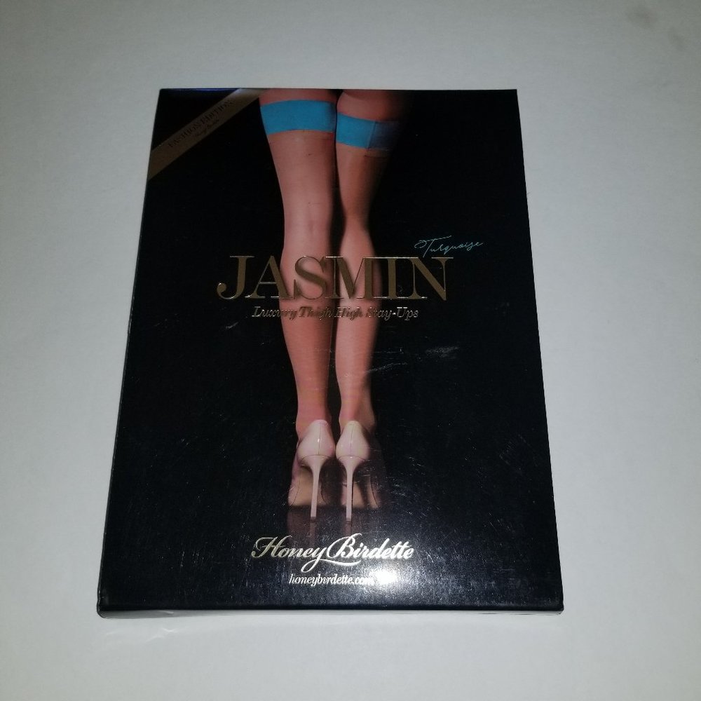 Honey Birdette Jasmin Stockings in Turquoise size Large new